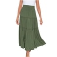 thumbnail image 2 of Fashion Women Solid Casual Ruched Ruffles Elastic Waist Skirt, Beach Style Solid Color Drawstring Waist Half Skirt, Comfortable and Stylish Ruffled Design, Lightweight Summer Wear, 2 of 4
