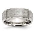 thumbnail image 1 of Stainless Steel Ridged Edge 8mm Brushed and Polished Band Ring 10 Size, 1 of 5