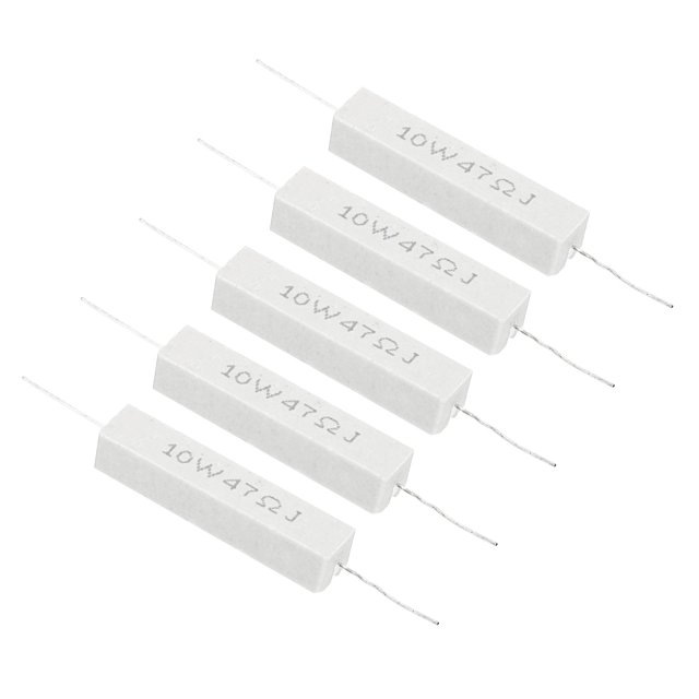 Unique Bargains 5Pcs 47 Ohm Resistors, 10W Ceramic Cement Resistor Power Cement Resistor Kit Tolerance 5% for Power Adapters Audio