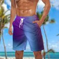 thumbnail image 3 of Cameland Large Size Shorts Men, Gradient Drawstring Elastic Waist Shorts Summer Casual Beach Quick Dry Shorts, 3 of 5