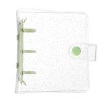 Uxcell Mini Binder Cover, 4.3 Inch Clear Binder Protector 3 Ring Refillable Notebook Binder with Snap Button for Photo Scrapbook Journal Ledger, Green