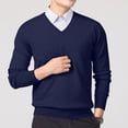 thumbnail image 3 of Xcmzpl Chandail-Robe à Col en V pour Hommes, Tricot, Manches Longues, Coupe Ajustée, Chandails Mode, Chandail à Enfiler, Chandail de Base Uni, Hauts de Chandail d'Automne, 3 of 5