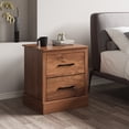 thumbnail image 2 of Costway 2 Drawer Nightstand Bedside Table Compact Sofa End Table Rustic Walnut, 2 of 8