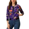 thumbnail image 1 of INSPIRE CHIC Blouson Bomber pour Femme Coupe Ajustée Léger à Fermeture Éclair Violet Foncé L, 1 of 8
