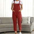 thumbnail image 2 of TrendOFT One Piece Jumpsuit Women Casual Summer Washed Jeans Ripped Square Neck Sleeveless Rompers For Women One Piece Overalls Wine M, 2 of 5