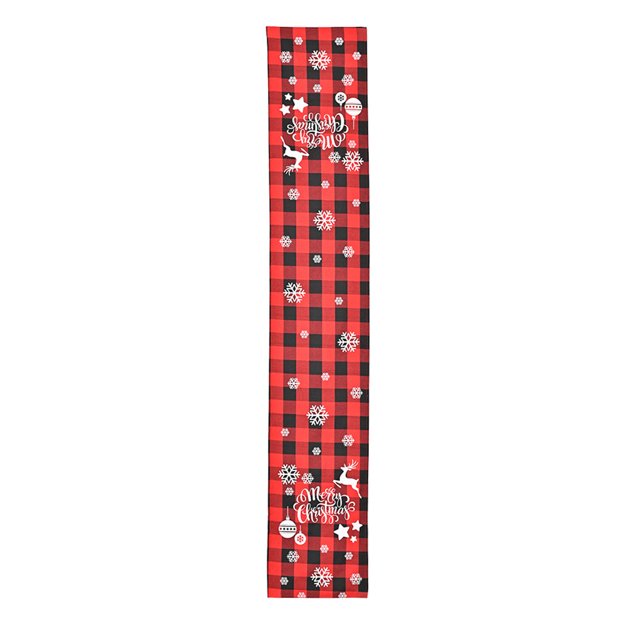 Xmas Table Runner Washable Red Plaid Tablecloths Printed Rectangle Placemat Kitchen Birthday Home Living Room Decorations Xmas Ball