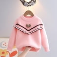 thumbnail image 2 of Chandail pour Bébé Fille Col Rond Manches Longues Imprimé Dessin Animé Tricot Automne Hiver Chandail en Molleton Rose, 2 of 9