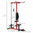 thumbnail image 3 of Soozier Lat Pull Down Machine Cable Station with Flip-Up Footplate, Red, 3 of 10