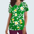 thumbnail image 1 of Liquidation Fatuov Tuniques Médicales pour Femmes à Col en V avec Poche T-Shirts Graphiques à Manches Courtes d'Été à Imprimé Floral Uniformes d'Infirmière Hauts Vert, 1 of 5