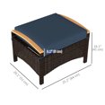 thumbnail image 3 of Outsunny Pouf Repose-Pieds d'Extérieur en Osier, 2 Pcs, Coussin Amovible, Bleu, 3 of 10