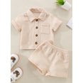 thumbnail image 2 of Faithtur Bambin 2Pcs Tenue d'Été, Bouton Manches Courtes vers le Bas Chemise + Short Set, 2 of 9