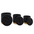 thumbnail image 3 of 3pc Velvet Storage Ottoman Set, Black, 3 of 7
