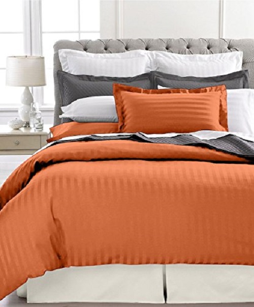 Ultra Soft 1800 Series 3 PC Striped Duvet Set (King, Spice )