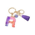 thumbnail image 1 of Hangs Pendant 2 Resin Glittering Letter Keychain with Color Stitching Flowing Design Purple Drop Glue English Character Key Chain, 1 of 5
