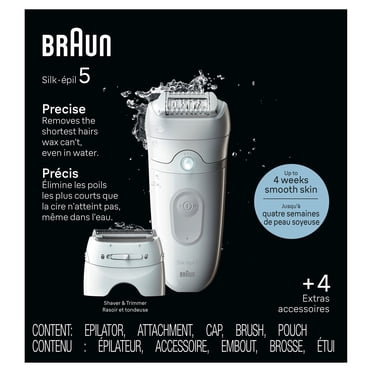 Braun Silk-épil 5 Epilator, Wet and Dry Epilator, Includes Shaver Head and Trimmer Comb, SE5-041, Grey
