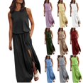 thumbnail image 3 of MesaSe Robe Décontractée pour Femmes Robe d'Été pour Femmes Robe Maxi Sans Manches Col Ouvert Couleur Unie Vêtements pour Femmes, 3 of 8