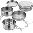 thumbnail image 2 of 4 PCS Camping Cookware Set, Portable Lightweight Stainless Steel Pots with Storage Bag, Stackable Cooking Pot Pan Plate Set for Mountaineering, Hiking, Picnic, Outdoor Activities, 2 of 7