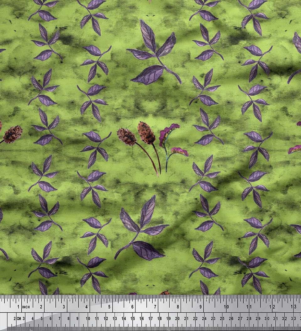 Soimoi Georgette Viscose FabricLeaves Print Fabric by The Yard 42 Inch Wide
