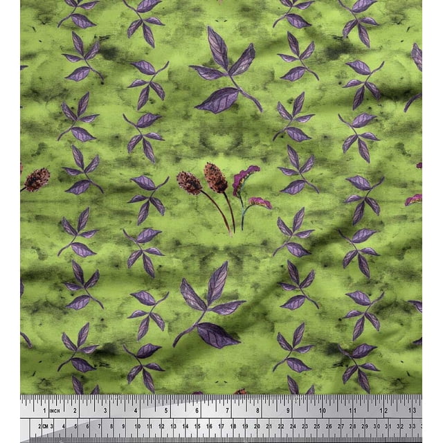 Soimoi Polyester Georgette Fabric Leaves Print Sewing Fabric Yard 52 Inch Wide