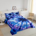 thumbnail image 3 of Blue Tie Dye Bedding Set,Abstract Art Queen Comforter Set,Spiral Psychedelic Down Comforter,Boho Hippie Bed Set, 3 of 7