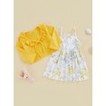 thumbnail image 4 of Kmbangi Ensemble d'Été 2 Pcs pour Fille, Robe Cami à Imprimé Floral + Hauts à Manches Longues avec Nœud 6M-4Y, 4 of 9