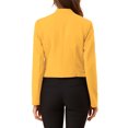 thumbnail image 3 of Blazer de Travail pour Femme Sans Col, Veste de Complet d'Affaires Décontractée, Blazer Court, Jaune G, 3 of 8