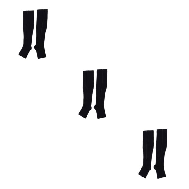Maytalsory Breathable Zippered Compression Socks Performance With Maximum Comfort black L/XL 3Set