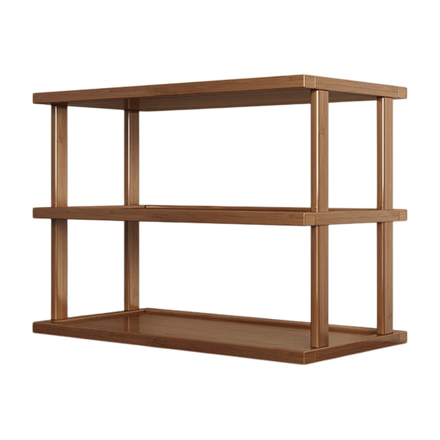3 Tier Wooden Shelf Bookcase Modern Open Bookshelf Bamboos Shoe Rack Storage Rack Multifunctional Display Stand For Living Room Bedroom Office Brown Wood W-792 Brown