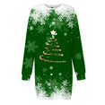 thumbnail image 4 of Kcodviy Chandail Imprimé de Noël pour Femme Robes Midi pour Femme Robe Col Rond Longue Décontractée Robe Maxi Manche Ample Sans Capuche Décontractée Robes D'Été pour Femme Robe Décontractée D, 4 of 5