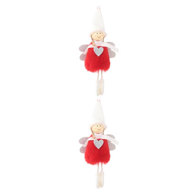 stanreset Noël Peluche Ange Suspendu Jouet Vacances Pendentif Décoration Rouge 2Set