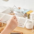 thumbnail image 4 of Expandable Stacking Cabinet Shelf Rack for Kitchen and Pantry | Folding Stackable Counter Organizer for Plates Cups Dishes and More in White, 4 of 5