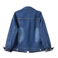 thumbnail image 4 of Yuyuzo Women's Oversized Denim Jacket Jean Long Sleeve Lapel Button down Spring Jacket Coat Outwear, 4 of 4