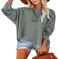 thumbnail image 1 of MesaSe Ladies‘ Fall Solid Color Long Sleeve Button Down Casual Hoodie, 1 of 3