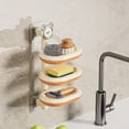 thumbnail image 1 of Rotating Soap Rack Wall Mounted | No Drill Installation | Multi Layer Swivel Plastic Soap Tray | Efficient Drainage | Partitioned Storage Organizer | Beige Gray | 28x14x9.5cm, 1 of 7
