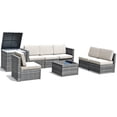 thumbnail image 4 of Gymax 8PCS Patio Rattan Sofa Sectional Conversation Furniture Set w/ White Cushion, 4 of 10