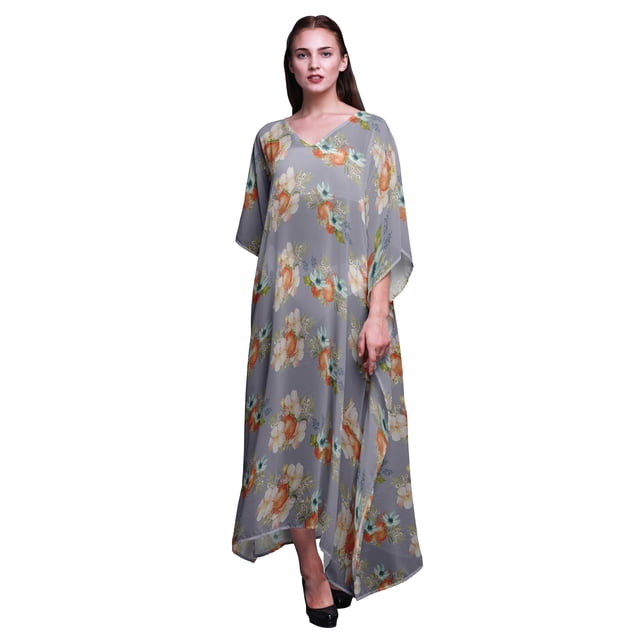 Bimba Kaftan de Plage Floral, Paréo de Bikini, Robe Maxi pour Femmes, Long Caftan-TG-3X