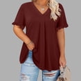 thumbnail image 2 of Chbgutlmr Womens Shirts Plus Size V Neck Ruffle Short Sleeve Ruched Blouse Loose Comfy Summer Casual Tops, 2 of 7