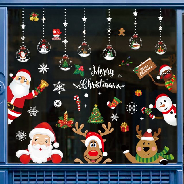 Christmas Decorations-Window Clings Decor Stickers, Multicolor Wall Decals Stickers,Home Kitchen School University Christmas Decorations(Style 4)