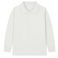 thumbnail image 1 of zbxnLI Girls Boys School Uniform Long Sleeve Golf Shirts Button Closure Collared Tops 2-15 Years, 1 of 3