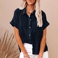 thumbnail image 2 of Dealovy Plus Size Womens Button down Shirts Cotton Linen Rolled Short Sleeve Loose Casual Work Blouses, 2 of 6