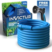 Invictus Heavy Duty Garden Hose 50 ft Kink Free Lightweight High Pressure 400 PSI with 10 Function Spray Nozzle Outdoor Water Hose