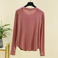 thumbnail image 4 of Haut de Pyjama en Modal pour Femmes 2025 Été T-Shirts à Col Rond Chandails à Manches Longues Coupe Décontractée Vêtement de Nuit Confort Tenue d'Intérieur Ultra Doux Chemise de Nuit Texturée, 4 of 4