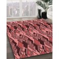thumbnail image 3 of Ahgly Tapis Rond Lavable en Machine Intérieur Transitionnel Rouge Canneberge, 8 Pieds Rond, 3 of 7