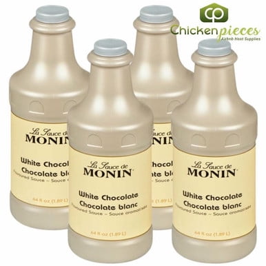 Monin Sauce au Chocolat Blanc, Garniture Haut de Gamme pour Desserts et Boissons, Bouteille de 64 oz (4 Lb), 4/caisse