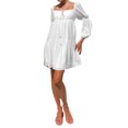 thumbnail image 4 of Kmbangi Femmes Robes à Manches Longues Bateau Cou Couleur Unie Cordon Casual Partie Printemps Été Robe, 4 of 7