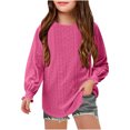 thumbnail image 1 of MeetoTime 4-16 Years Girls Long Sleeve Hollow Out Shirts Kids Solid Color Crewneck Ruffled Cuffs Blouse, 1 of 7