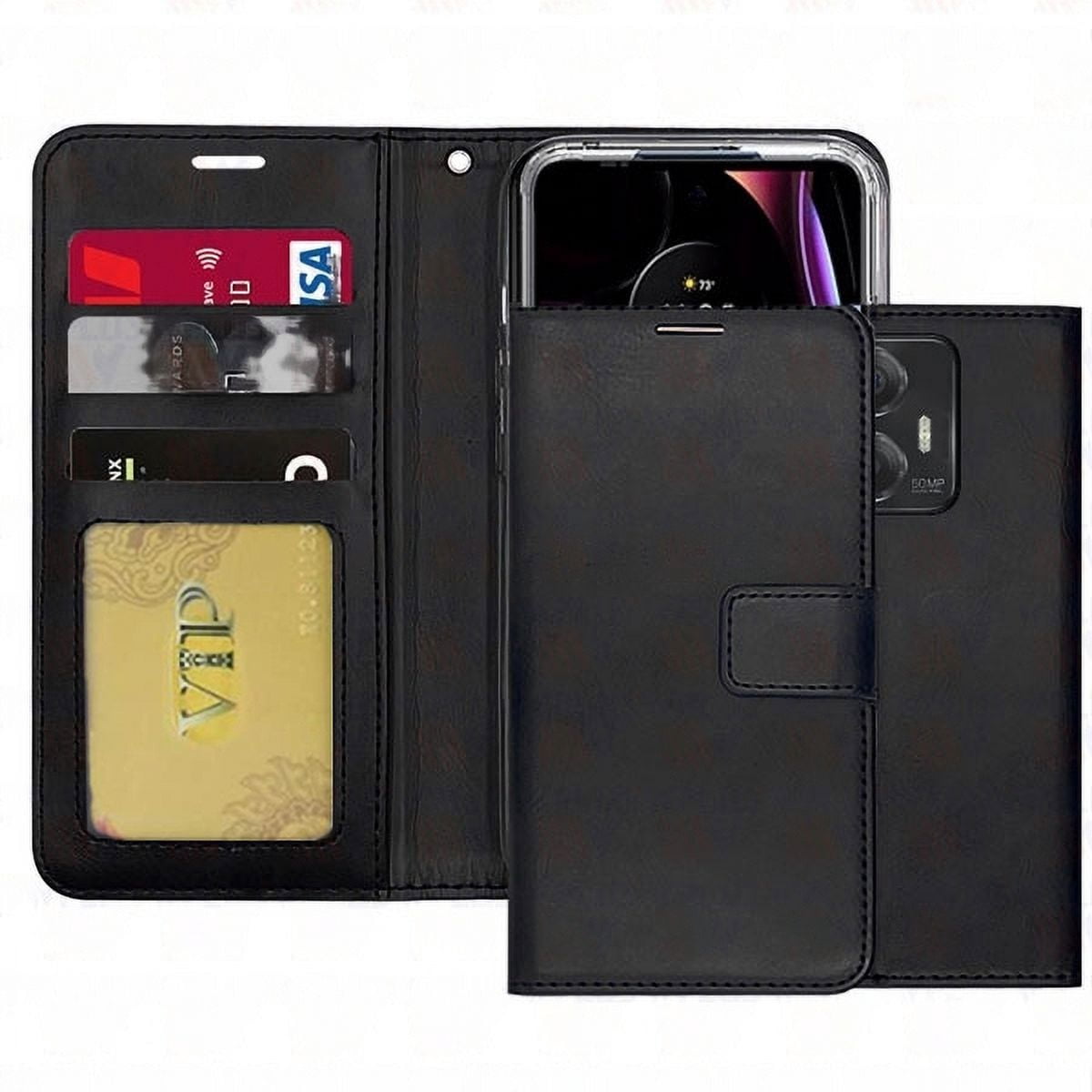 [PST] Motorola Moto Edge 2025 Wallet Case, Leather Magnetic Card Slot Wallet Folio Flip Case Cover