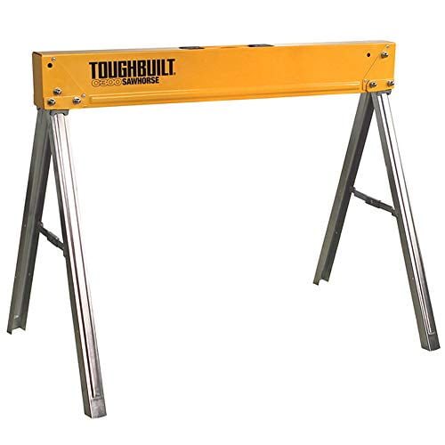 ToughBuilt Folding Sawhorse/Jobsite Table - Sturdy, Durable, Lightweight, Heavy-Duty, 100% High Grade Steel, 1100lb Capacity,
