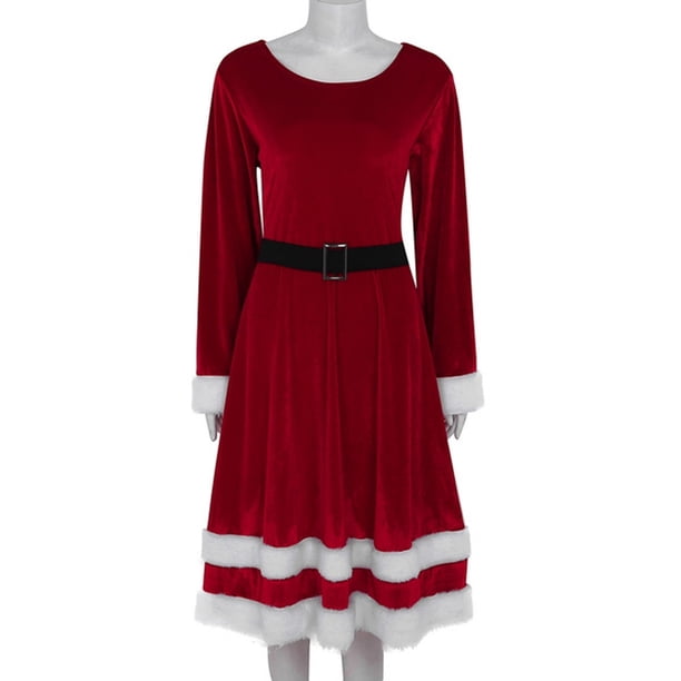 christmas dresses for older ladies Kcodviy Women's Soft Velvet Casual Summer Women Mrs Santa Claus Casual Short Dress for Women Fancy Dress Outfit Size:18.5 2XL 34-35