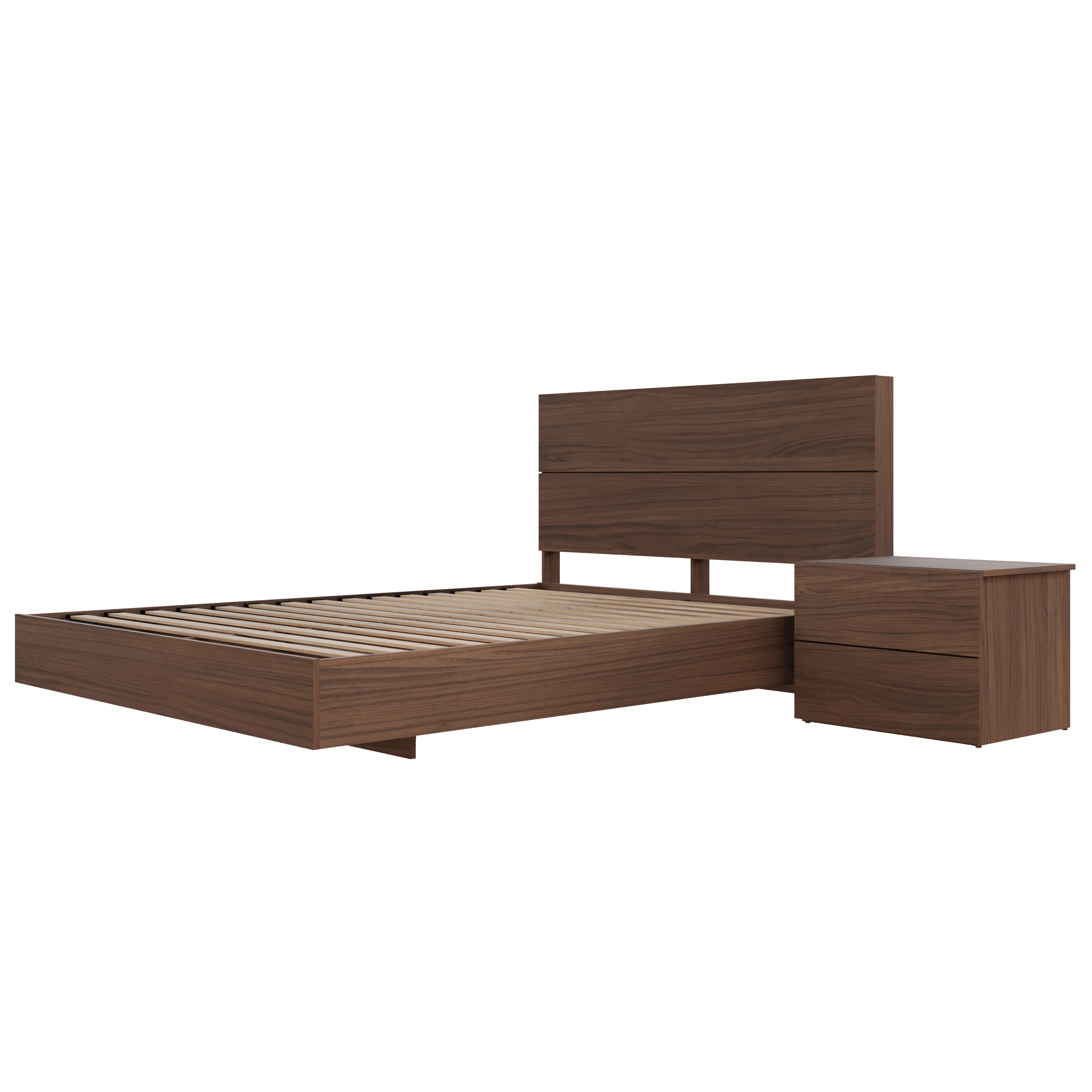 Nexera Milo 3-Piece Floating Platform Bedroom Set, Brown, Double